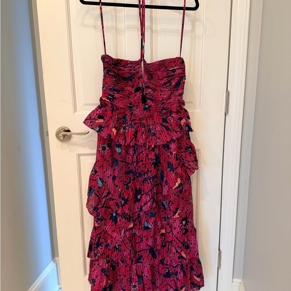 Ulla Johnson Hot Pink and Navy Printed Sundress